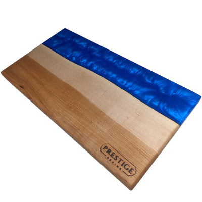 Maple Epoxy Charcuterie board #size_9-x-17-Inches#thickness_1-5-inches#color_maple-metallic-blue