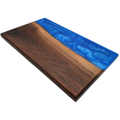 Maple Epoxy Charcuterie board #size_9-x-17-Inches#thickness_1-5-inches#color_black-walnut-metallic-blue
