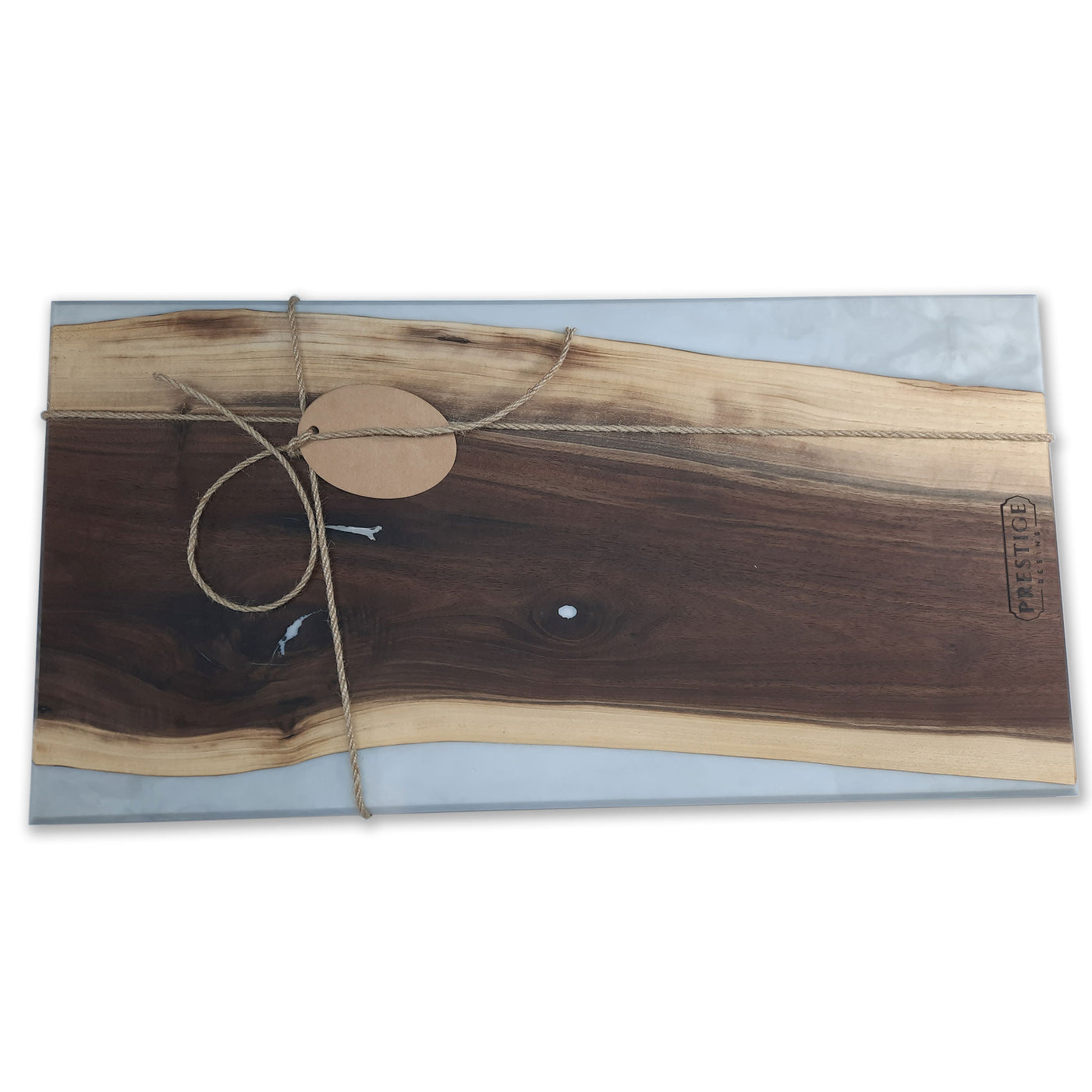 Maple Epoxy Charcuterie board #size_11-x-23-Inches#thickness_0-75-inches#color_black-walnut-white-marble