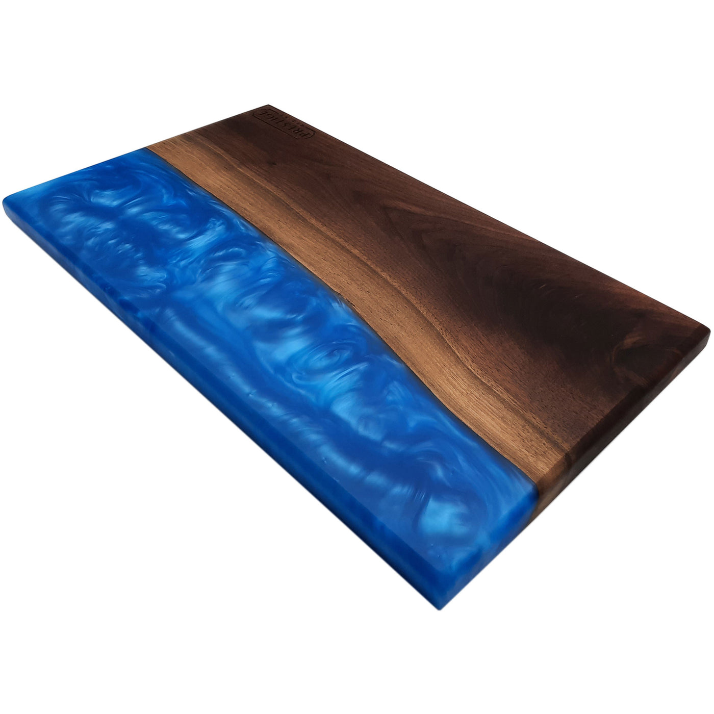Maple Epoxy Charcuterie board #size_9-x-17-Inches#thickness_1-5-inches#color_black-walnut-metallic-blue